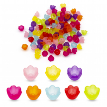 Намистини Акрил Матові, Прозорі, Квітка, Колір: Мікс, Розмір: 10х6мм, Отвір 1.5мм, близько 95шт / 25г, (5WB3569)