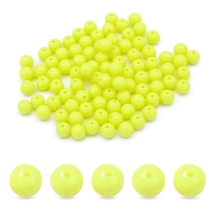 Koraliki Akrylowe, Neonowe, Okrągłe, Żółty, 10mm, 80szt/50g (2WB27442)