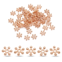 Намистини-Роздільники Металеві, Форма: Сніжинка, Колір: Рожеве Золото, Розмір: 8.5х2.5мм, Отвір 1.5мм, (2WB27626)