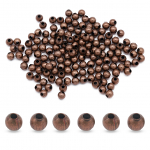 Намистини-Розділювачі Залізні Круглі, Мідь, 3х3мм, Отвір 1.2мм, близько 1000шт/50г, (2WB27636)