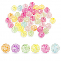 Koraliki Akrylowe Crackle, Przezroczyste, Okrągłe, Mix, 10mm, Otwór: 2mm, około 45szt/25g (2WB28139)