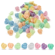 Намистини Акрил Непрозорі, Квітка, Колір: Мікс, Розмір: 15х8мм, Отвір: 1.5мм, близько 100шт/50г, (2WB28130)