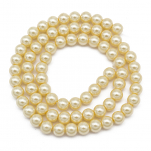 Перли Намистини Скло 6мм, Глянець, пофарбовані екокраской, на нитки з смесового бавовни, Круглі, Колір: Лайт Хакі, Діаметр: 6мм, Отвір 1мм, близько 72шт/43см/нитка, (2WB29345)