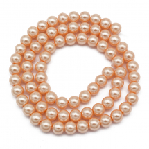 Перли Намистини Скло 6мм, Глянець, пофарбовані екокраской, на нитки з смесового бавовни, Круглі, Колір: Темно-оранжевий, Діаметр: 6мм, Отвір 1мм, близько 72шт/43см/нитка, (2WB29349)