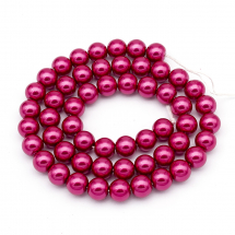 Перли Намистини Скло 8 мм, Глянець, пофарбовані екокраской, на нитки з смесового бавовни, Круглі, Колір: Світло-вишневий, Діаметр: 8 мм, Отвір 1мм, близько 50шт/40см/нитка, (2WB29352)