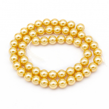 Перли Намистини Скло 8 мм, Глянець, пофарбовані екокраской, на нитки з смесового бавовни, Круглі, Колір: Помаранчевий, Діаметр: 8 мм, Отвір 1мм, близько 50шт/40см/нитка, (2WB29358)