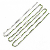 Стразовий Ланцюг Декоративний, Клас А, Срібло/Перидот, 2мм, близько 360шт/1.1м, (2WB29096)