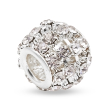 Koraliki Modułowe Charms Mosiądz i Cyrkonie,  Srebro i Kryształ, 12х10mm, 1szt (2WB29539)