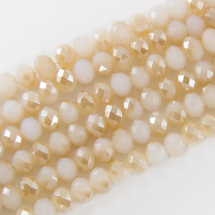 Намистини Скло Опал Імітація, Гальваніка напів, Грановані, Рондель, Колір: Золотистий, 6х4мм, Отвір 1.5мм, близько 100шт/40см/нитка, (2WB28915)