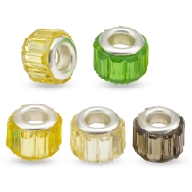 Koraliki Modułowe Charms Żywica i Cyrkonie, Srebrny i Mix Kolorów, 11х8mm, 5szt (2WB28998)