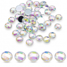 Dżety Kaboszony Akryl, Fasetowany, Okrągły Płaski, AB Kryształ, 10x3.5mm, 50szt (2WB29037)