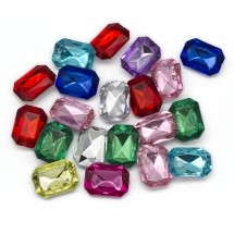 Dżety Kaboszony Rivoli, Akryl, Fasetowany, Mix, 18x13x5mm, 20 szt (2WB29043)