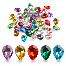 Dżety Kaboszony Rivoli, Akrylowe , Fasetowany, Mix, 14x10x4mm, 50szt (2WB29045)