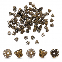 Конус Шапочки для Бусин, Залізні, Колір: Бронза, Розмір: 6х4.5мм, Отвір 1мм, (2WB29175)