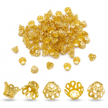 Конус Шапочки для Намистин, Залізні, Золото, 6х4.5мм, Отвір 1мм, (2WB29176)