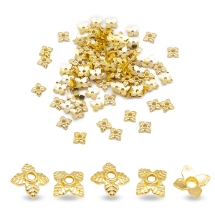 Шапочки для Намистин Квітка 4 Пелюстка, Сплав, Стиль Тибету, Золото, 6х6х2мм, Отвір 1мм, (2WB29183)