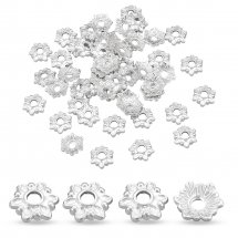 Nakładki na Koraliki, Stop Metalowy, Srebro, 7x7x2mm, 50szt/opakowanie (2WB29187)