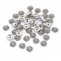 Шапочки для Бусин Металеві, Квітка, Колір: Античне Срібло, Розмір: 9х9х4мм, Отвір 1мм, (2WB29195)