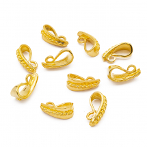 Тримач Бейл з петелькою, Латунь, Колір: Золото, Розмір: 14х6мм, Отвір 3.5мм, (2WB29257)