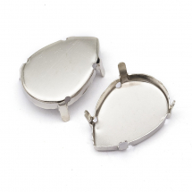 Koszyczek do Rivoli Kropla Mosiądz 25x18x0.3mm Otwór 1.8mm pod Cyrkonie 18x25mm Kolor: Platyna 10szt (2WB29066)