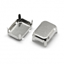 Koszyczek do Rivoli Prostokątny Mosiądz 18x13x0.25mm Otwór 1mm pod Cyrkonie 13x18mm Kolor: Platyna 20szt (2WB29069)