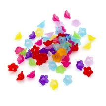 Koraliki Akrylowe, Przezroczyste, Matowy, Kwiat, Mix, 13x7mm, 90szt/25g (2WB30156)