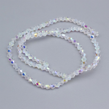 Намистини Австрійський Кришталь Клас АА, Імітація, Біконус, Гальваніка АВ-колір, Райдужний, 3х3мм, Отвір: 1мм, близько 107шт/32см/нитка, (2WB31054)
