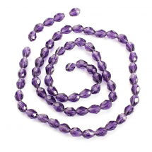 Намистини Скло Крапля, Прозорі, Грановані, Колір: Індиго, Розмір: 6х4мм, Отвір: 1мм, близько 72шт/43см/нитка, (2WB31311)