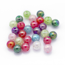 Намистини Акрил "Бите Скло", АВ колір, Імітація, Круглі, Колір: Мікс, Розмір: Діаметр: 12мм, Отвір 2мм, близько 25шт/25г, (2WB30482)