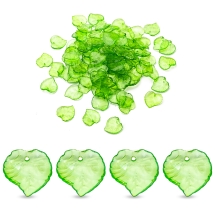 Підвіски Кулони Акрилові Лист Прозорі, Зелені, 15х15х2мм, Отвір 1.5мм, близько 80шт/25г (2WB30483)