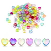 Koraliki Akrylowe, Przezroczyste, Serce, Tęczowy, Mix, 8x8x3mm, 130szt/25g (2WB30488)