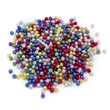 Koraliki Akrylowe, Imitacja Perły, Błyszczące, Barwiony, Okrągły, Mix, 4x3.5mm, około 850szt/25g (2WB30519)