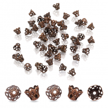 Конус Шапочки для Бусин, Залізні, Колір: Мідь, Розмір: 6х4.5мм, Отвір 1мм, (2WB30397)