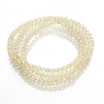 Намистини Гальваніка Скло, Грановані, Рондель, Колір: Блідо-жовтий, Розмір: 3.5х2.5мм, Отвір: 1мм, близько 140шт/36см/нитка, (2WB31033)