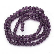 Намистини Скляні, Твіст, прозорі, Колір: Індиго, Розмір: 6х6х6мм, Отвір 1мм, 100шт/60см/нитка (2WB30913)