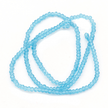 Намистини Скляні, Рондель, прозорі, Колір: Бірюзовий, Розмір: Діаметр: 3 мм, Толшина: 2 мм, Отвір 0.5мм, 200шт/42см/нитка (2WB30953)