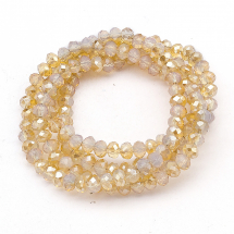 Намистини Скло Опал Імітація, Гальваніка напів, Грановані, Рондель, Колір: Золотистий, 4х3мм, Отвір 1мм, близько 150шт/45см/нитка, (2WB31039)