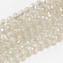 Намистини Гальваніка Скло, Грановані, Рондель, Колір: Бежевий, Розмір: 4х3мм, Отвір: 1мм, близько 150шт/45см/нитка, (2WB31041)