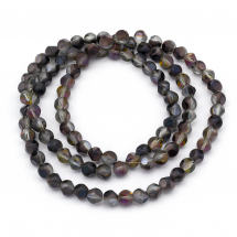 Намистини Скло з гальваніки, Грановані, райдужні, морозний стиль, Круглі, Колір: Чорний, 6x6.5x6.5, Отвір 1мм, близько 99шт/60см/нитка, (2WB31327)