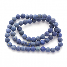 Koraliki Naturalny Lapis Lazuli Matowe Okrągłe, 6mm, Otwór 1mm, około 62szt/37cm/nić (2WB30691)
