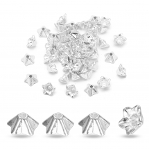 Шапочки для Бусин Металеві, Квітка, Колір: Срібло, Розмір: 8.5х5мм, Отвір 1мм, (2WB30381)