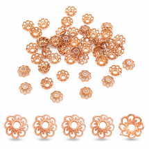 Шапочки для Бусин Металеві, Квітка, Колір: Рожеве Золото, Розмір: 9х4мм, Отвір 2мм, (2WB30413)