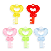 Кулоны Акрил, Прозрачные, Ключик, Микс, 46х30х9мм, Отверстие 2.5мм, (2WB30159)