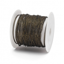 Ланцюг Вите Плетіння, Латунь, Алмазне Ограновування, Паяний, Колір: Збройова Сталь + Золото, Ланка: 2х1мм, Товщина 0.1мм, (2WB30352)
