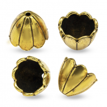 Конус Шапочки для Бусин, Металеві, Колір: Античне Золото, Розмір: 17х15мм, Отвір 2мм, (2WB30393)