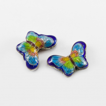 Koraliki Metalowe Cloisonne Mosiądz i Emalia 17х23х5mm Niebieski 1szt (14WB6168)