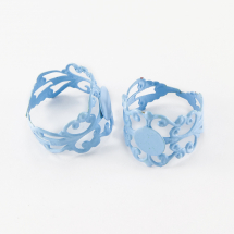 Основа для кільця, Латунь, Філігранна, Колір: Блакитний, Розмір: Діаметр 18мм, Довжина 16мм, Товщина 0.7мм, Розмір Основи 8мм, (14WB5435)