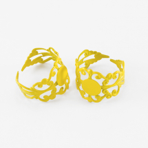 Основа для кільця, Латунь, Філігранна, Колір: Жовтий, Розмір: Діаметр 18мм, Довжина 16мм, Товщина 0.7мм, Розмір Основи 8мм, (14WB6092)