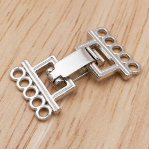 Zapięcie-Oddzielacz, Klips 5 nitek, Stop i Mosiądz, Platynowy, 24х16.5х5mm, Otwór 2mm, 1szt (14WB6144)