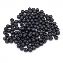 Koraliki Naturalne Drewniane Barwione, Okrągłe, Kolor: Czarny, 7~8x8~9mm, około 140szt / 25g (14WB5924)